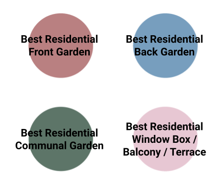 Residential Award categories for Balham in Bloom 2024: Best Residential Front Garden, Best Residential Back Garden, Best Residential Communal Garden, Best Residential Window Box / Balcony / Terrace